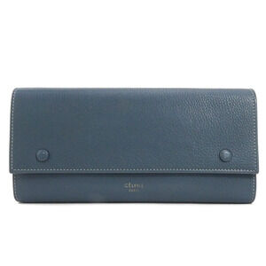 Celine Flap Multi Function Leather Long Wallet Navy Blue